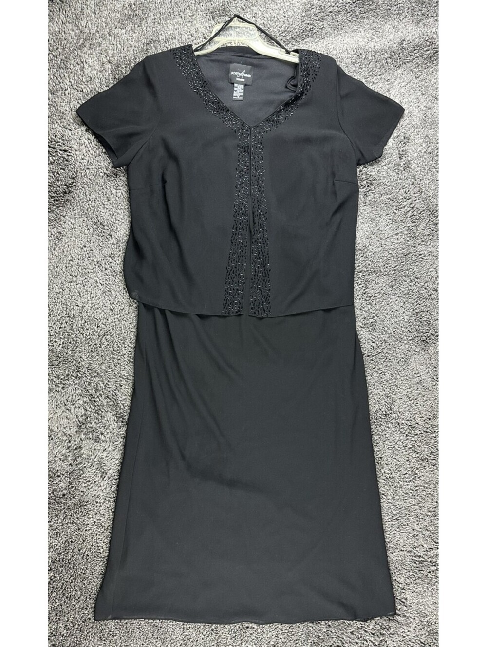 Positive Attitude Vintage Black Beaded Formal Dress Size 16 Maxi Evening Gown
